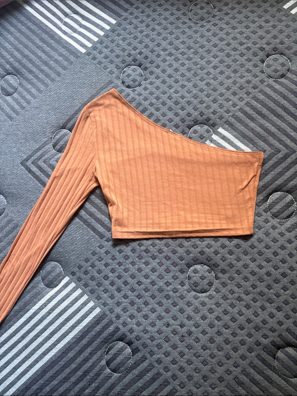 SHEIN One-Shoulder Ribbed Crop Top in Rust Orange